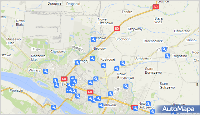 mapa Kostrogaj, Kostrogaj na mapie Targeo