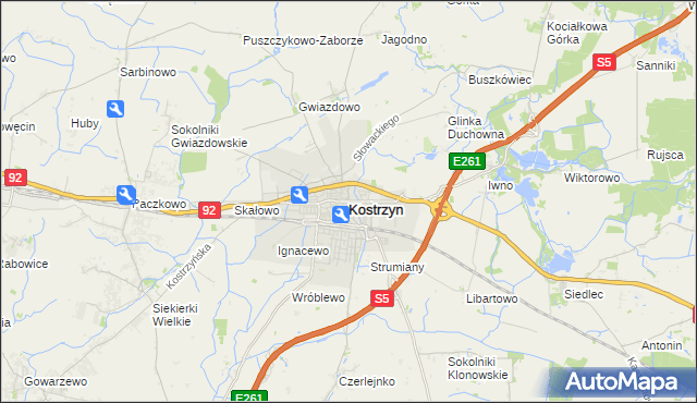 mapa Kostrzyn powiat poznański, Kostrzyn powiat poznański na mapie Targeo