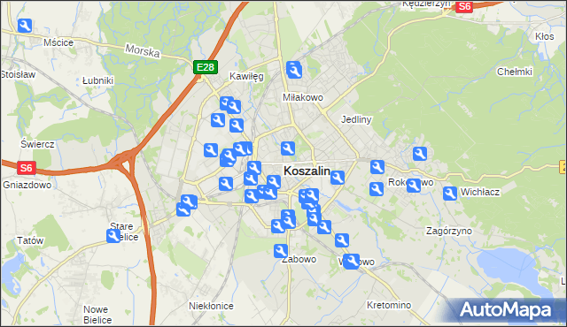 mapa Koszalina, Koszalin na mapie Targeo