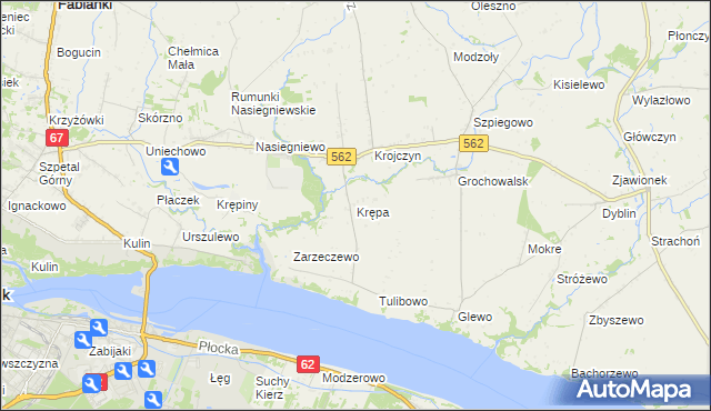 mapa Krępa gmina Dobrzyń nad Wisłą, Krępa gmina Dobrzyń nad Wisłą na mapie Targeo