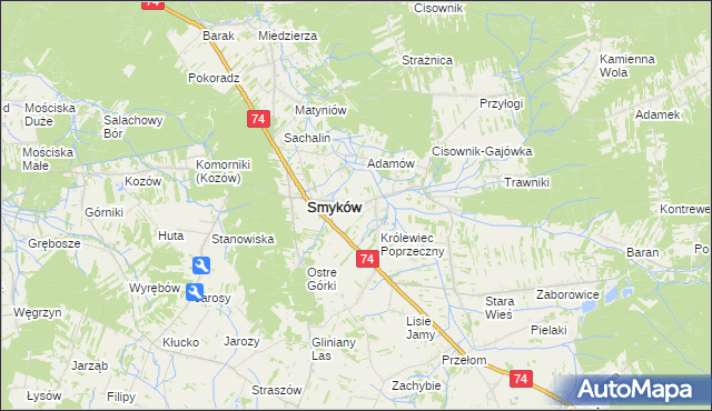 mapa Królewiec gmina Smyków, Królewiec gmina Smyków na mapie Targeo