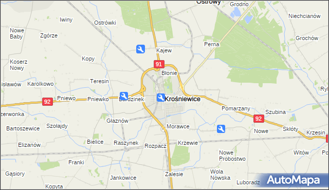 mapa Krośniewice, Krośniewice na mapie Targeo
