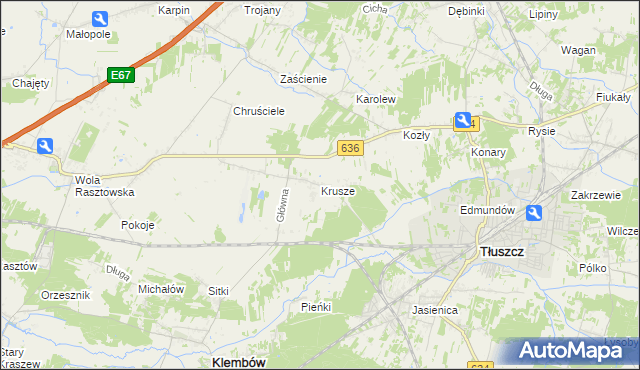 mapa Krusze gmina Klembów, Krusze gmina Klembów na mapie Targeo