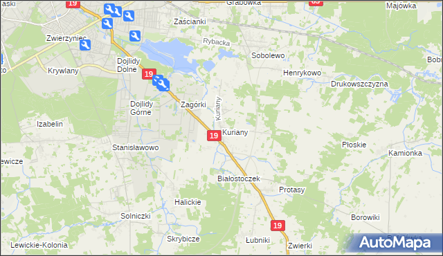 mapa Kuriany gmina Zabłudów, Kuriany gmina Zabłudów na mapie Targeo