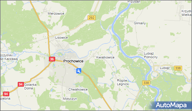 mapa Kwiatkowice gmina Prochowice, Kwiatkowice gmina Prochowice na mapie Targeo