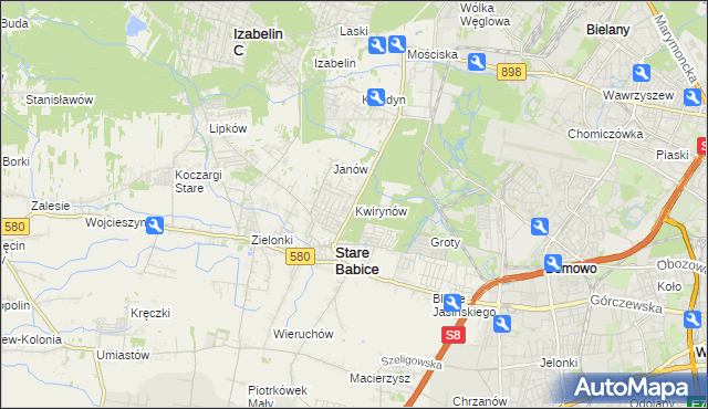 mapa Kwirynów gmina Stare Babice, Kwirynów gmina Stare Babice na mapie Targeo