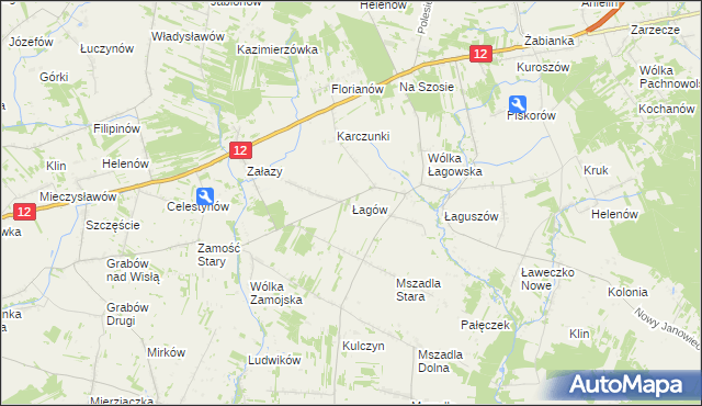 mapa Łagów gmina Przyłęk, Łagów gmina Przyłęk na mapie Targeo