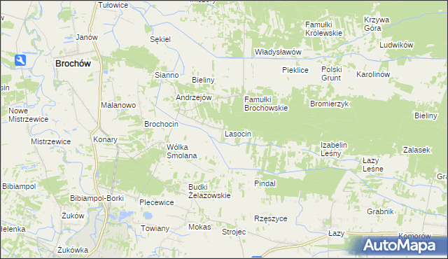 mapa Lasocin gmina Brochów, Lasocin gmina Brochów na mapie Targeo