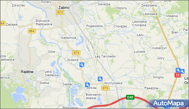 mapa Łęg Tarnowski, Łęg Tarnowski na mapie Targeo