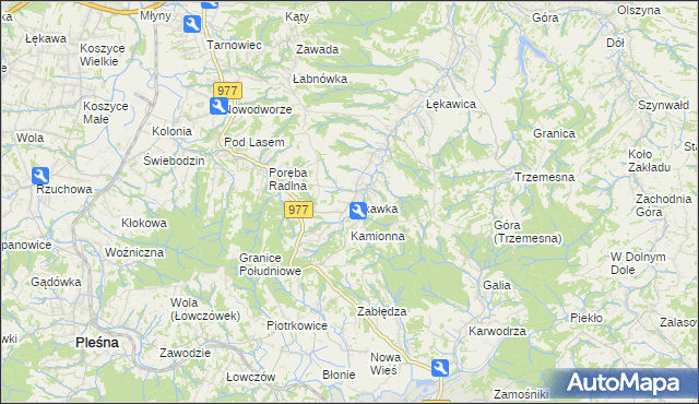 mapa Łękawka, Łękawka na mapie Targeo