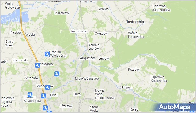 mapa Lesiów, Lesiów na mapie Targeo
