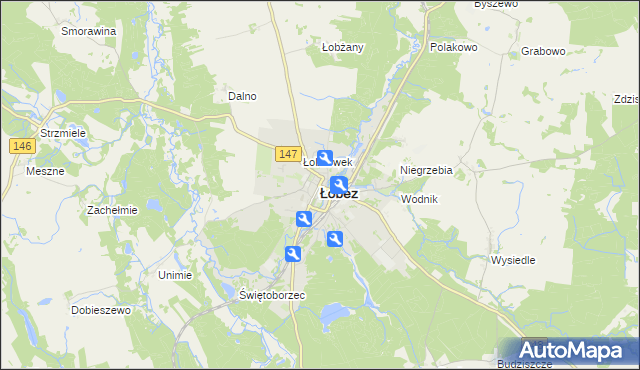 mapa Łobez, Łobez na mapie Targeo