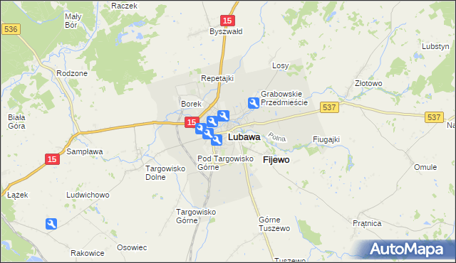 mapa Lubawa, Lubawa na mapie Targeo