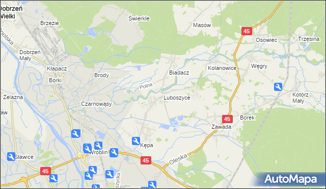 mapa Luboszyce gmina Łubniany, Luboszyce gmina Łubniany na mapie Targeo