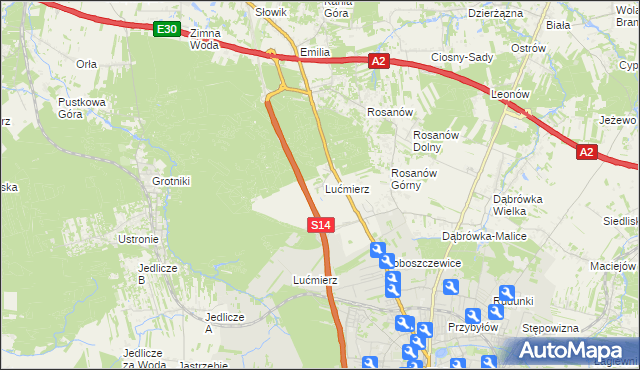 mapa Lućmierz-Ośrodek, Lućmierz-Ośrodek na mapie Targeo