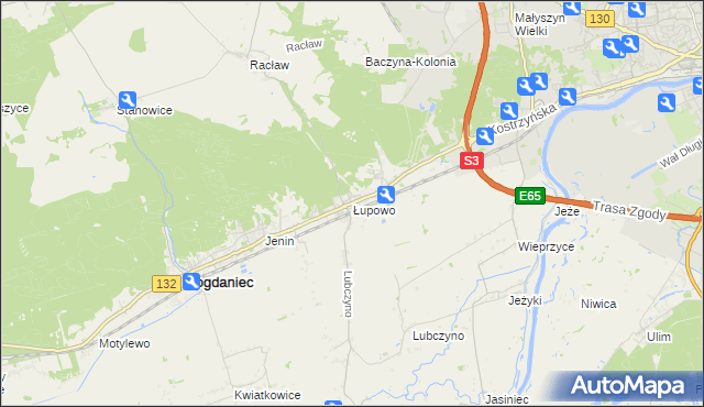 mapa Łupowo gmina Bogdaniec, Łupowo gmina Bogdaniec na mapie Targeo