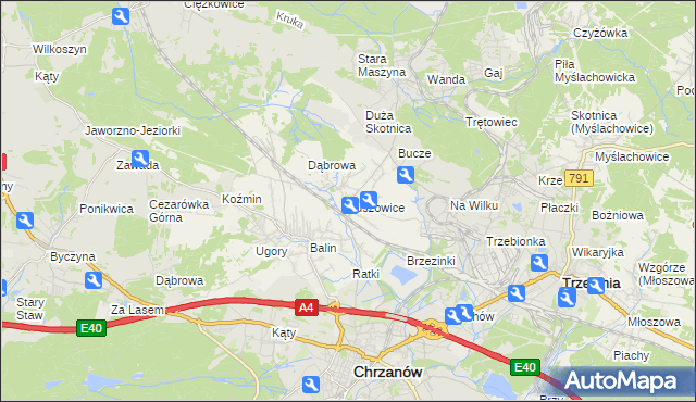 mapa Luszowice gmina Chrzanów, Luszowice gmina Chrzanów na mapie Targeo