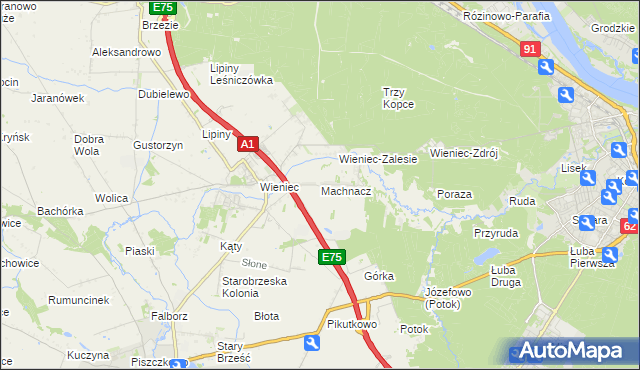 mapa Machnacz gmina Brześć Kujawski, Machnacz gmina Brześć Kujawski na mapie Targeo