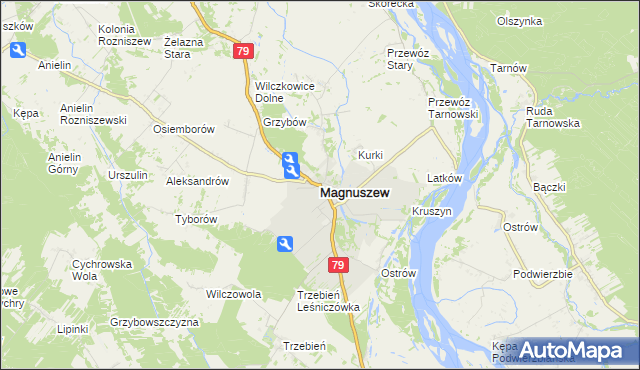 mapa Magnuszew, Magnuszew na mapie Targeo