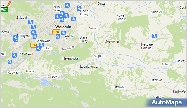 mapa Majdan gmina Wołomin, Majdan gmina Wołomin na mapie Targeo