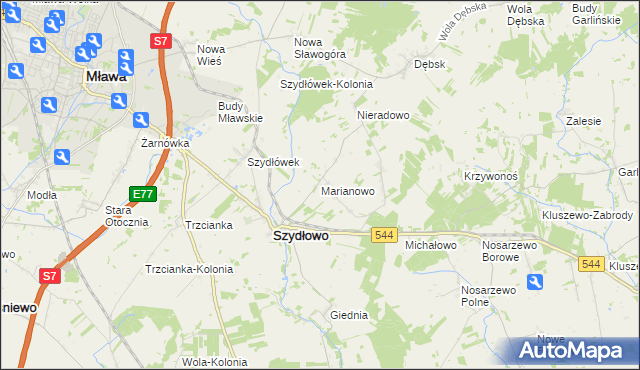 mapa Marianowo gmina Szydłowo, Marianowo gmina Szydłowo na mapie Targeo