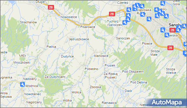 mapa Markowce, Markowce na mapie Targeo