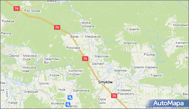 mapa Matyniów, Matyniów na mapie Targeo