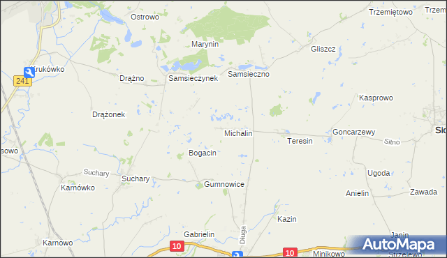 mapa Michalin gmina Nakło nad Notecią, Michalin gmina Nakło nad Notecią na mapie Targeo