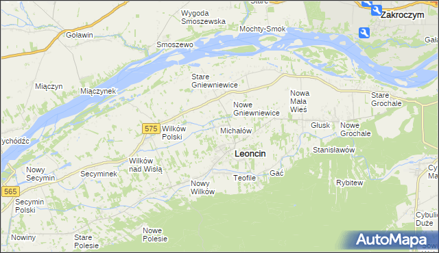 mapa Michałów gmina Leoncin, Michałów gmina Leoncin na mapie Targeo