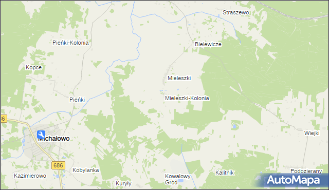 mapa Mieleszki-Kolonia, Mieleszki-Kolonia na mapie Targeo