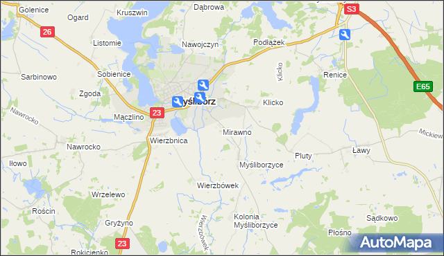 mapa Mirawno, Mirawno na mapie Targeo