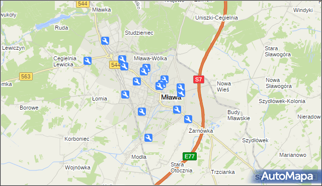 mapa Mława, Mława na mapie Targeo