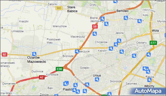 mapa Mory gmina Ożarów Mazowiecki, Mory gmina Ożarów Mazowiecki na mapie Targeo
