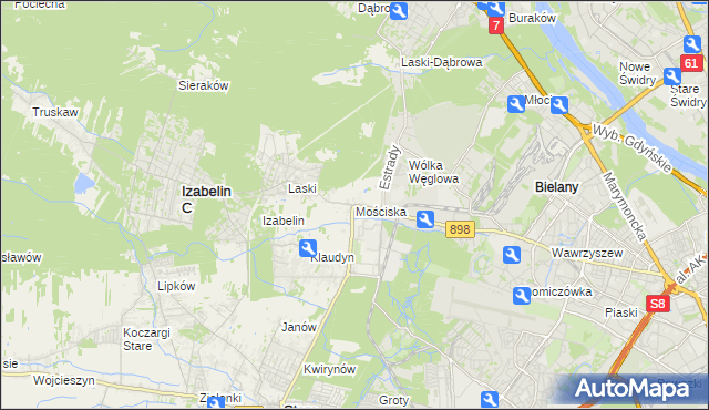mapa Mościska gmina Izabelin, Mościska gmina Izabelin na mapie Targeo