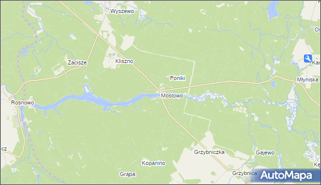 mapa Mostowo gmina Manowo, Mostowo gmina Manowo na mapie Targeo