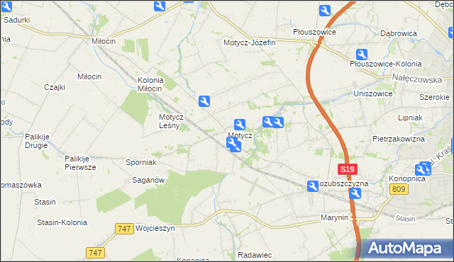 mapa Motycz, Motycz na mapie Targeo