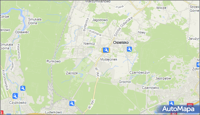 mapa Myślęcinek, Myślęcinek na mapie Targeo