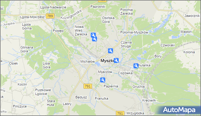 mapa Myszków, Myszków na mapie Targeo