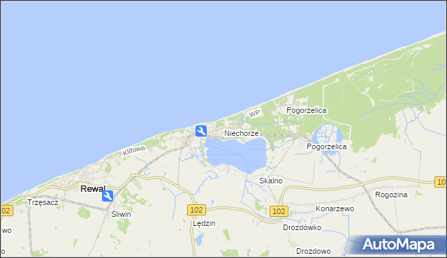 mapa Niechorze, Niechorze na mapie Targeo