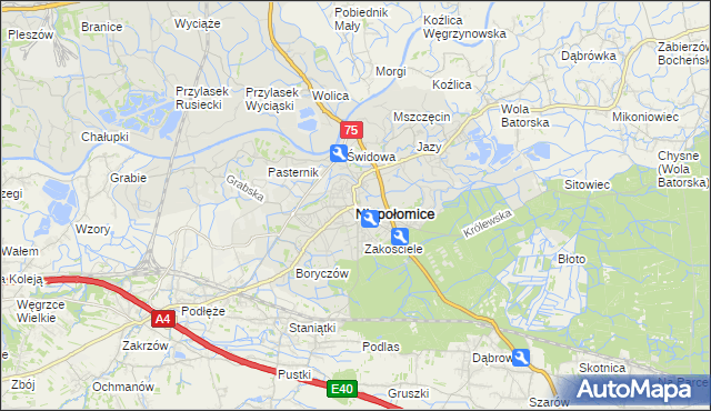 mapa Niepołomice, Niepołomice na mapie Targeo