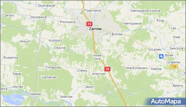 mapa Nowa Góra gmina Żarnów, Nowa Góra gmina Żarnów na mapie Targeo
