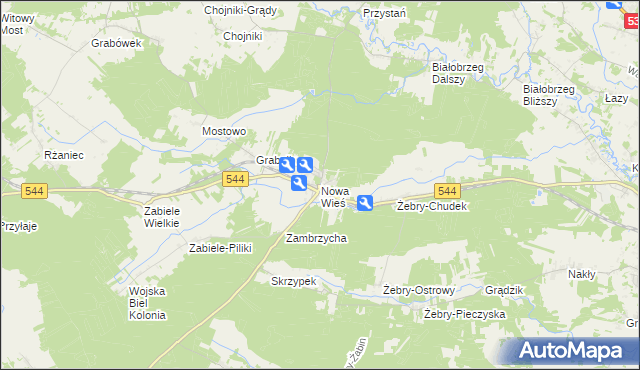 mapa Nowa Wieś gmina Olszewo-Borki, Nowa Wieś gmina Olszewo-Borki na mapie Targeo