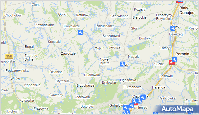 mapa Nowe Bystre, Nowe Bystre na mapie Targeo