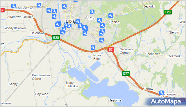 mapa Nowe Pole gmina Elbląg, Nowe Pole gmina Elbląg na mapie Targeo
