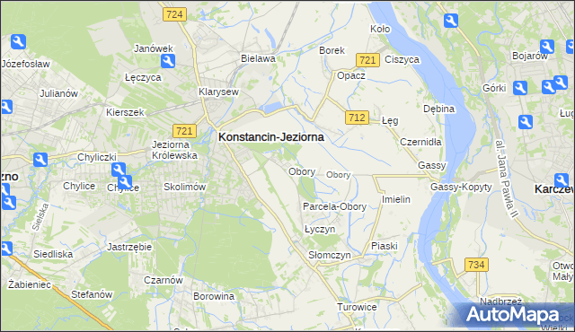 mapa Obory gmina Konstancin-Jeziorna, Obory gmina Konstancin-Jeziorna na mapie Targeo