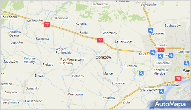 mapa Obrazów, Obrazów na mapie Targeo