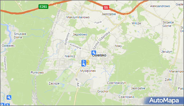 mapa Osielsko, Osielsko na mapie Targeo