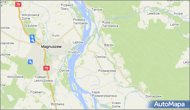 mapa Ostrów gmina Maciejowice, Ostrów gmina Maciejowice na mapie Targeo