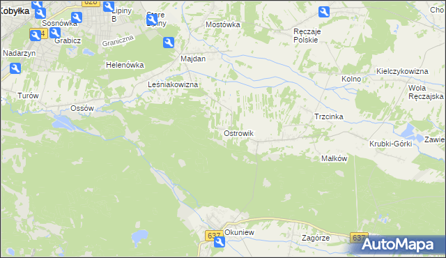 mapa Ostrowik gmina Poświętne, Ostrowik gmina Poświętne na mapie Targeo