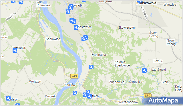 mapa Parchatka, Parchatka na mapie Targeo
